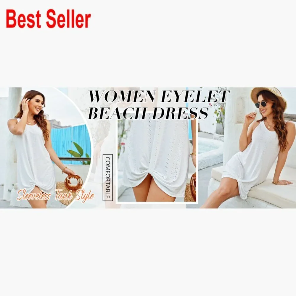 Polyester Spandex Swimsuit Coverup Dress Sleeveless Beach Vacation